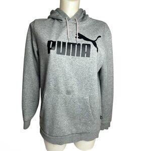Puma S Light Gray Pullover Hoodie with Black Logo